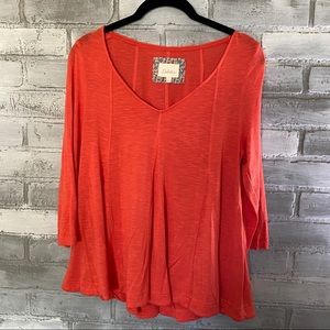 Anthropologie |Deletta Godet swing tee orange top